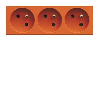 Prise de courant triple speciale goulotte gallery 2P+T 16A orange|Hager-HAGWXF423E