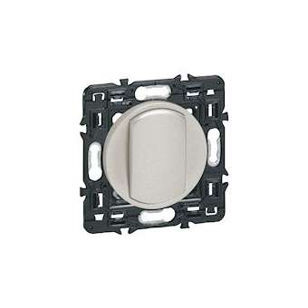 Interrupteur ou va-et-vient doigt large Céliane Soft 10A - titane avec support|Legrand-LEG099770