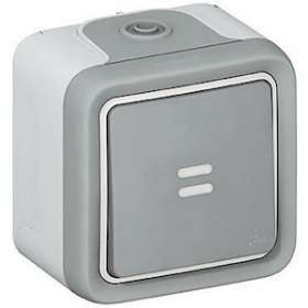 Poussoir témoin étanche 10A Plexo complet IP55 saillie - gris|Legrand-LEG069723