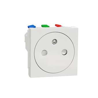 Unica - prise 2P+T - FR - 90DEG - affleur - raccord rapid - Blanc anti - méca se|Schneider Electric-SCHNU305220