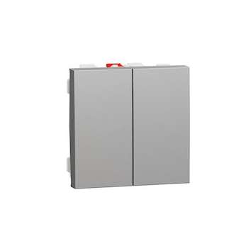 Unica - double va-et-vient - 10A - connexion rapide - 2 mod - Alu - méca seul|Schneider Electric-SCHNU321330