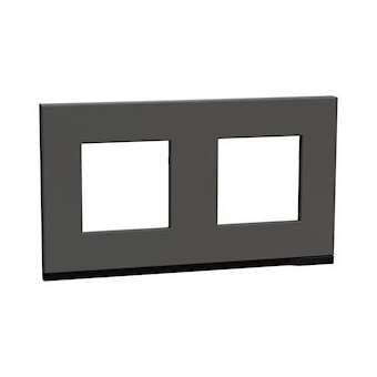 Unica Pure - plaque de finition - Gomme noire liseré Anthracite - 2 postes|Schneider Electric-SCHNU600482