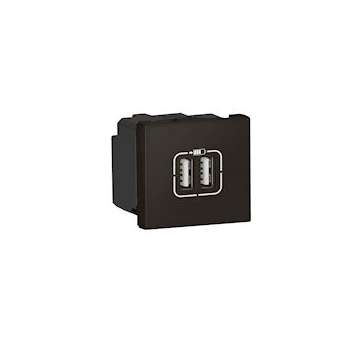 Double chargeur USB Mosaic Type-A 3A 15W 2 modules - noir mat|Legrand-LEG099450