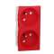 Unica - prise double 2P+T - FR - 45DEG - connexion rapide - Rouge - méca seul|Schneider Electric-SCHNU306903