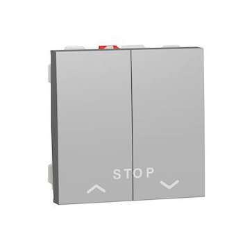 Unica - cde volet-roulant - double poussoir + STOP - 2 mod - Alu - méca seul|Schneider Electric-SCHNU323730