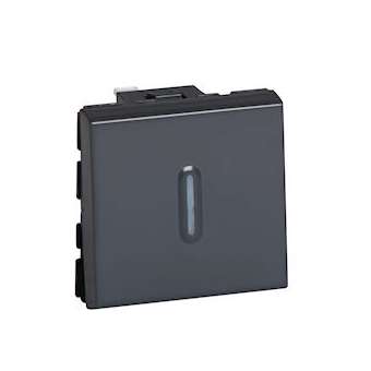 Poussoir inverseur à voyant 6A 250V~ Mosaic 2 modules - anthracite|Legrand-LEG079142