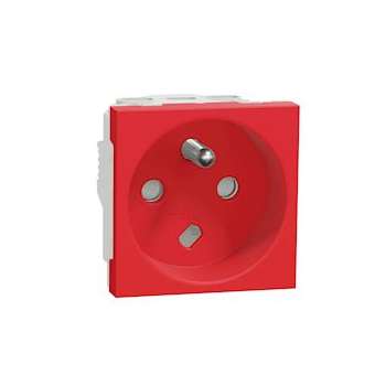 Unica - prise 2P+T - FR - 90DEG - vis - détrompage mécanique - Rouge - méca seul|Schneider Electric-SCHNU305103