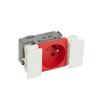 Prise 2P+T Logix - 2 modules - 16A - 250V - Bornes auto - Rouge RAL 3020|Planet wattohm-PLW49141