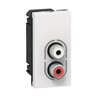 Prise 2 RCA femelle Mosaic 1 module pour liaison audio stéréo - blanc|Legrand-LEG078753