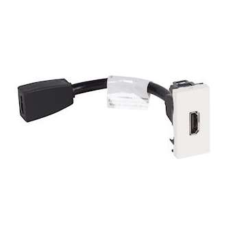 Prise HDMI Logix - 1 module - TypeA version 1.4 préconnectorisée - Blanc Artic|Planet wattohm-PLWPW49010