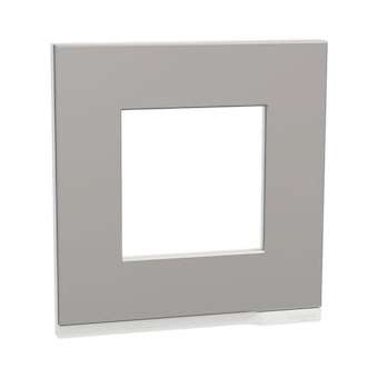 Unica Pure - plaque de finition - Aluminium liseré Blanc - 1 poste|Schneider Electric-SCHNU600280