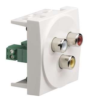 Systoprise 3 RCA (Audio + Video) 2 modules Blanc|Hager-HAGWS261