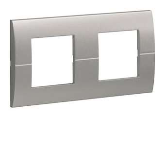 Systo plaque double horizontale entraxe 71 2x2 modules Titane|Hager-HAGWS402T