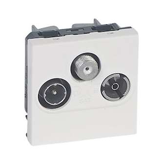 Prise TV-R-SAT Mosaic FM et DAB+ 2 modules - alu|Legrand-LEG079296