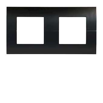 Systo plaque double horizontale entraxe 71 2x2 modules Noir|Hager-HAGWS402N