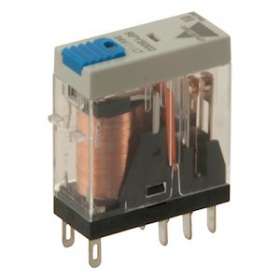 Relais miniature 2RT 5A 24Vca - Bouton test + indicateur mécanique + LED Faston|Carlo gavazzi-CGPRPYS002024ALT