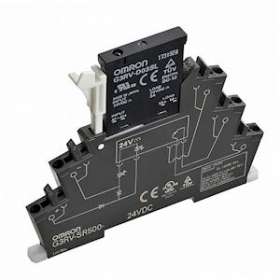 Relais statique plat 6mm, socle inclus, sortie ac triac, 2 a, borne push-in, 24v|Omron electronics-OMRG3RV-SR500-A24VAC-DC