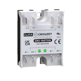 SSR, GN2, 2-Channel, Panel Mount, 25A, IN 4-32 VDC, OUT 280 VAC, Zero Cross|Crouzet-CRT84140800N