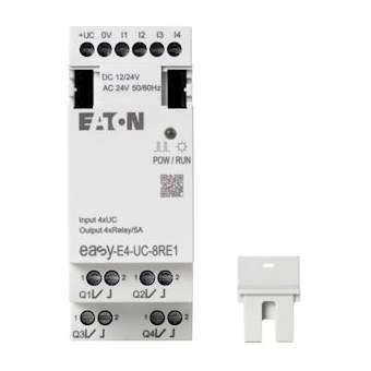Extension E/S, 12/24 V DC, 24 V AC, 4 entrées TOR, 4 sorties relais|Eaton industries-EONEASY-E4-UC-8RE1