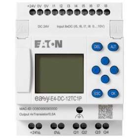 Module logique 24 V DC, afficheur, 8E TOR dont 4 ana, 4S transistor, Push-In|Eaton industries-EONEASY-E4-DC-12TC1P