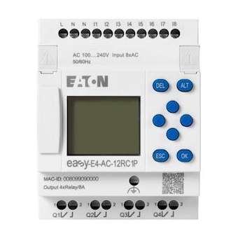 Appareil de base 100-240 V AC/DC, afficheur, 8E TOR, 4S relais, Push-In|Eaton industries-EONEASY-E4-AC-12RC1P