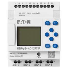 Appareil de base 100-240 V AC/DC, afficheur, 8E TOR, 4S relais, Push-In|Eaton industries-EONEASY-E4-AC-12RC1P