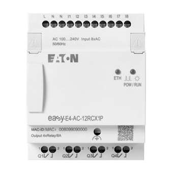 Appareil de base 100-240 V AC/DC, sans afficheur, 8E TOR, 4S relais, Push-In|Eaton industries-EONEASY-E4-AC-12RCX1P