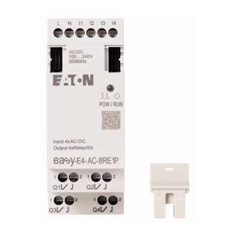Extension E/S, 100-240 V AC/DC, 4 entrées TOR, 4 sorties relais, Push-In|Eaton industries-EONEASY-E4-AC-8RE1P