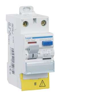 Interrupteur différentiel 2P 63A 30mA type AC à bornes décalées|Hager-HAGCDC764F