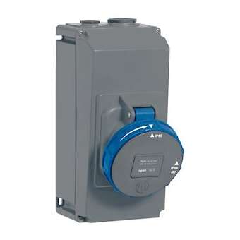 Prise saillie simple fixe Hypra IP66/67-55 63A - 200V~ à 250V~ - 3P+T|Legrand-LEG059337