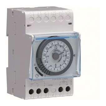 Interrupteur horaire électromécanique 1 voie sur 24 heures avec réserve|Hager-HAGEH111