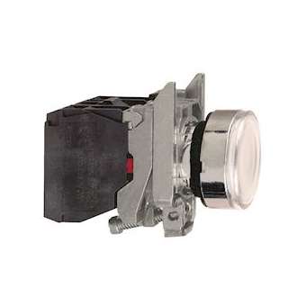 Harmony XB4 - poussoir lumineux - 1F+1O - blanc - D22 - alim directe 250V|Schneider Electric-SCHXB4BW3165