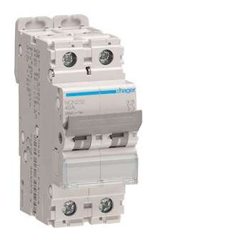 Disjoncteur 2P 20kA courbe B - 32A 2 modules|Hager-HAGNQN232