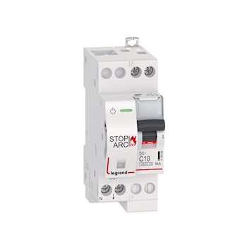 Disj. DX³ STOP ARC 4500 6kA arrivée/sortie à vis 1P+N 230V~ 10A courbe C -2 mod|Legrand-LEG415906
