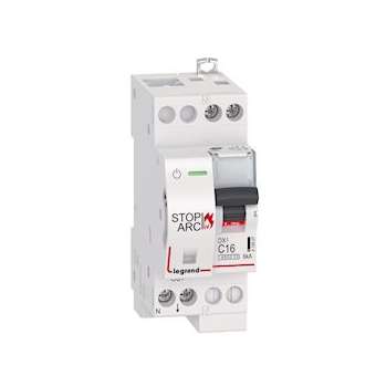 Disj. DX³ STOP ARC 4500 6kA arrivée/sortie à vis 1P+N 230V~ 16A courbe C -2 mod|Legrand-LEG415907