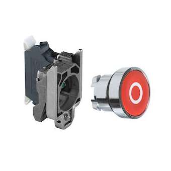 Harmony XB4 - bouton poussoir impulsion - D22 - marqué - rouge - 1O+1F - ressor|Schneider Electric-SCHXB4BA43225