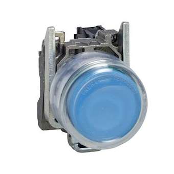 Harmony XB4 - bouton poussoir à impuls - D22 - capuchonné - bleu - 1F - vis étr|Schneider Electric-SCHXB4BP61