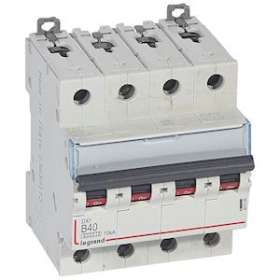 Disjoncteur DX³6000 10kA arrivée haute/départ bas vis 4P 40A courbe B - 4 mod|Legrand-LEG407599