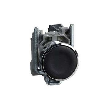 Harmony XB4 - bouton poussoir à impulsion - D22 - noir - 1F - vis étrier|Schneider Electric-SCHXB4BA21