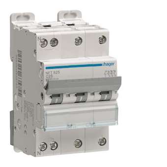 Disjoncteur 3P+N 6-10kA courbe C - 40A 3 modules|Hager-HAGNFT840