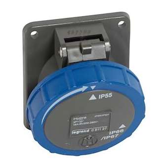 Prise fixe Hypra IP66/67-55 16A - 200V~ à 250V~ - 3P+T - plastique|Legrand-LEG051127