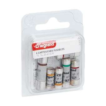 Ensemble 6 cartouches cylindrique domestique avec voyant pour tableau d'abonné|Legrand-LEG092940