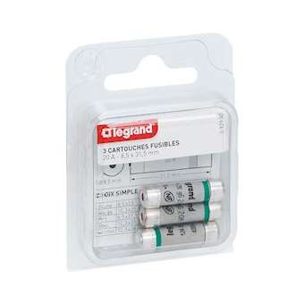 Cartouches fusibles pour porte-fusibles - avec témoin - 8,5x31,5mm - 20A|Legrand-LEG092903