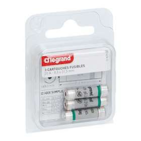 Cartouches fusibles pour porte-fusibles - avec témoin - 8,5x31,5mm - 20A|Legrand-LEG092903