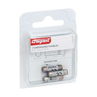 Cartouches fusibles pour porte-fusibles - sans témoin - 6,3x23mm - 6A|Legrand-LEG092910