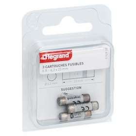 Cartouches fusibles pour porte-fusibles - sans témoin - 6,3x23mm - 6A|Legrand-LEG092910