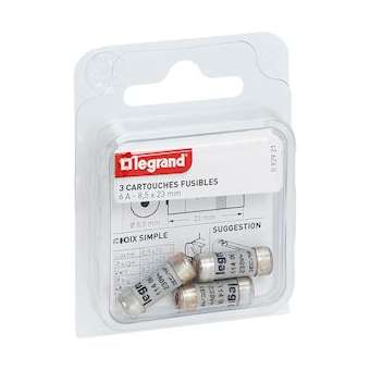 Cartouches fusibles pour porte-fusibles - avec témoin - 8,5x23mm - 6A|Legrand-LEG092921