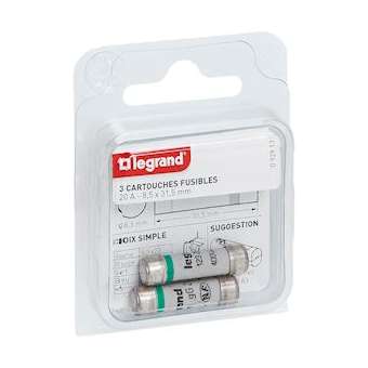 Cartouches fusibles pour porte-fusibles - sans témoin - 8,5x31,5mm - 20A|Legrand-LEG092913