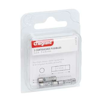 Cartouches fusibles pour appareils électroniques - 5x20mm - 2,5A|Legrand-LEG092933