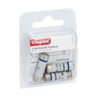 Cartouches fusibles pour porte-fusibles - sans témoin - 10,3x31,5mm - 25A|Legrand-LEG092914